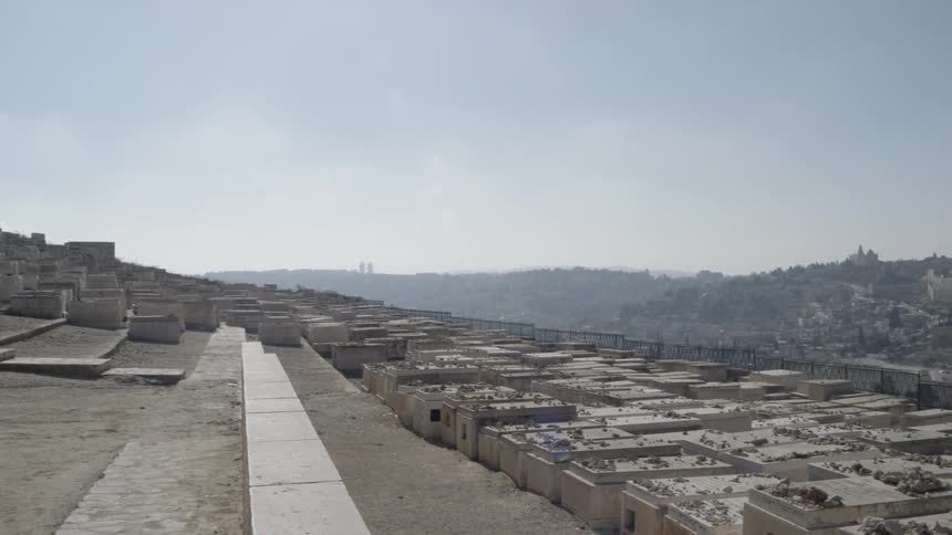 Camera pans over a large city