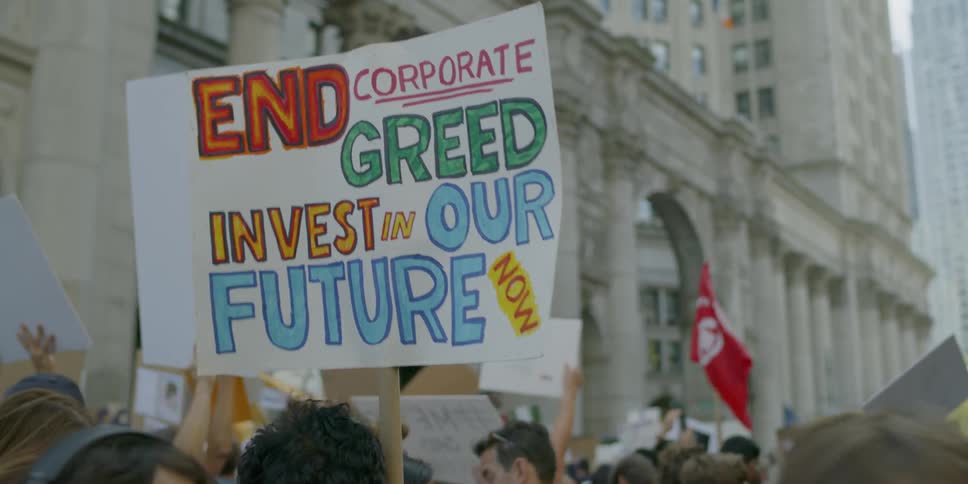 People protest corporate greed