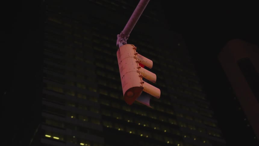 The building is lit up with lights