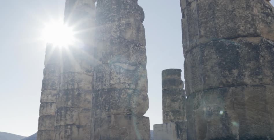 Columns shown in ruins