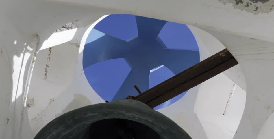 Looking up at a bell