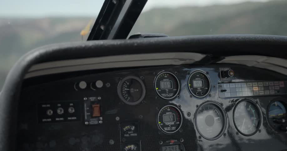 Helicopter dashboard shown in sky