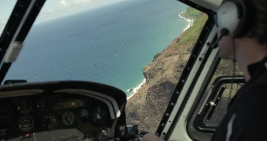A person flying a helicopter