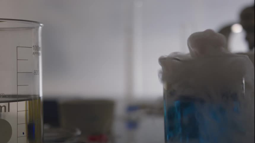 A science experiment is displayed