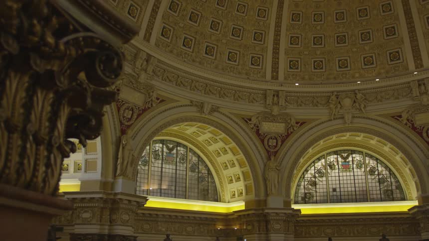 Windows show from inside a domed building
