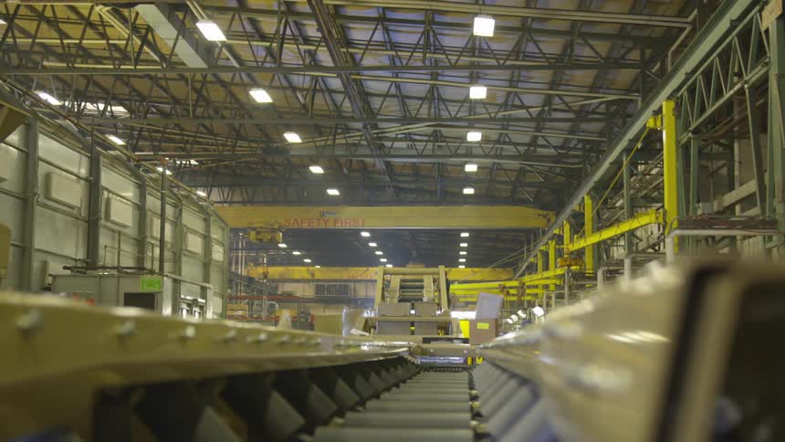 A factory with a conveyor belt