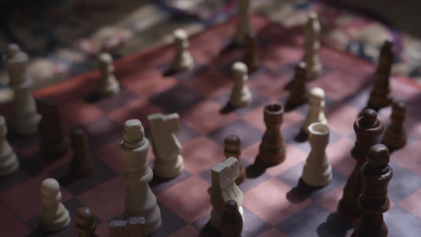Overview of chess pieces on a chessboard