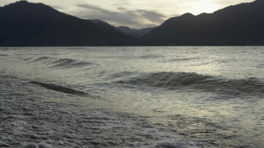 Waves crashing against the beach