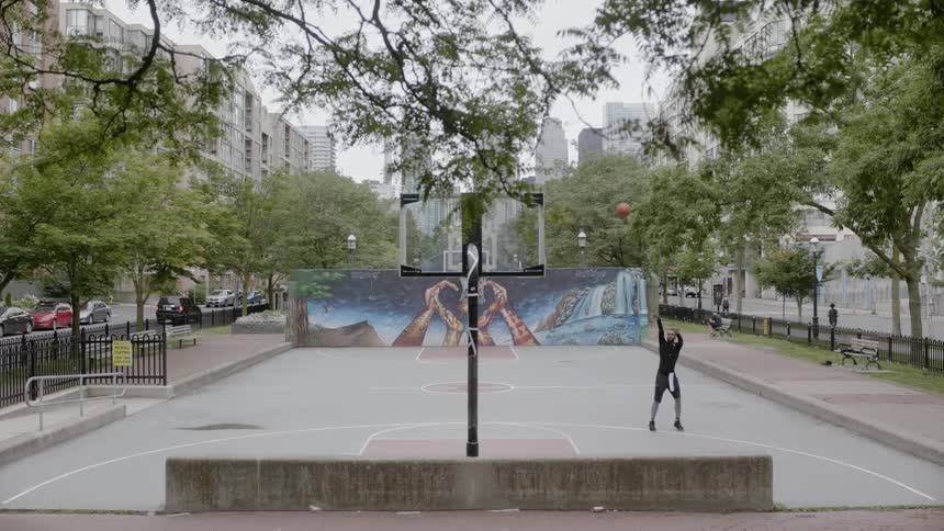 Man playing basketball