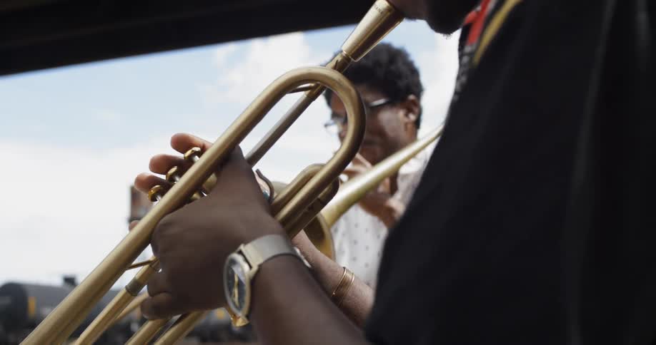 Boys playing instruments