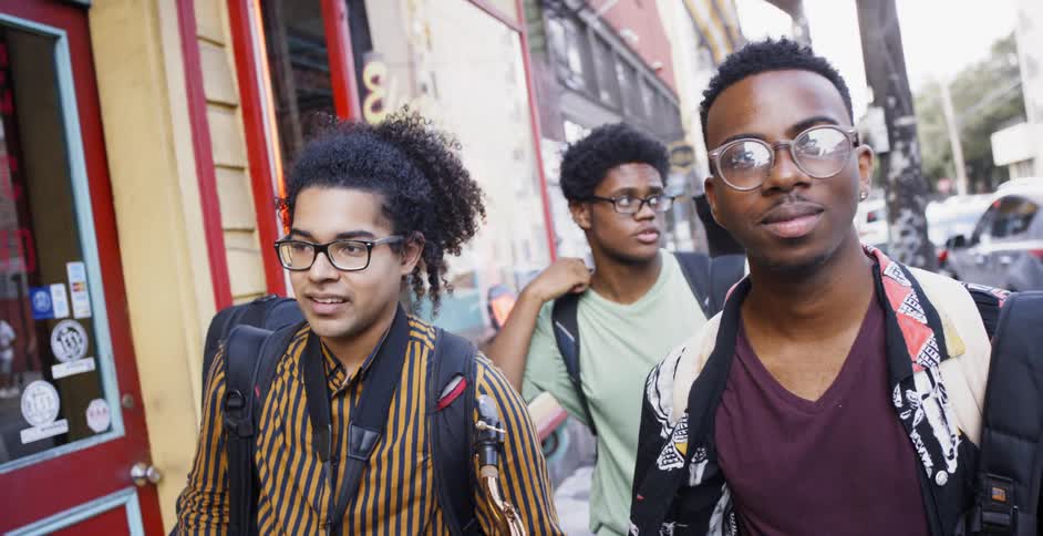 Black kids walking down the street