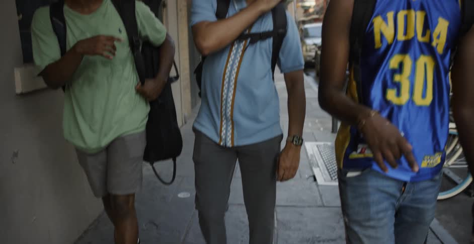 Teenagers walking down the street