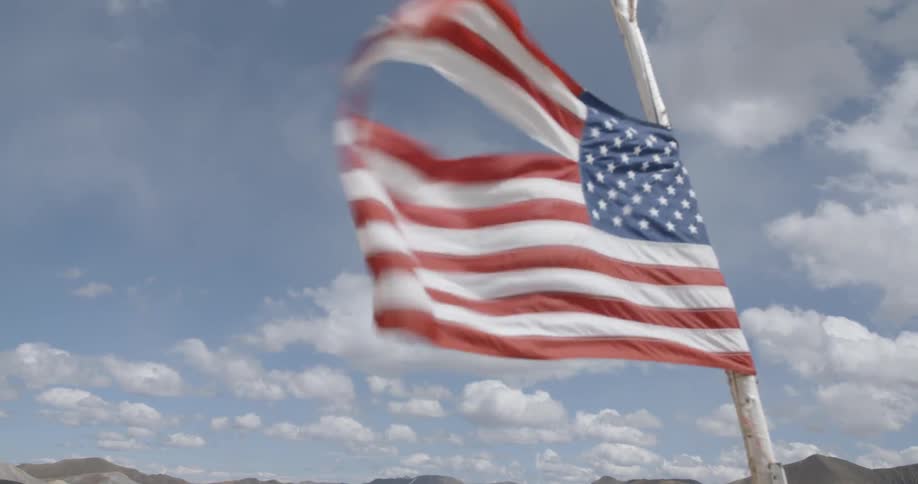 The us flag waving in the wind