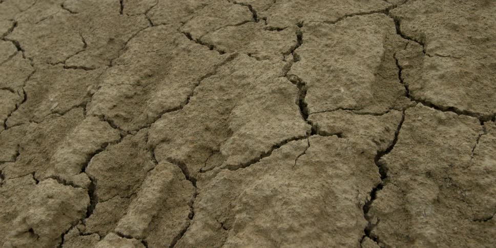 Very dry cracked hard soil area
