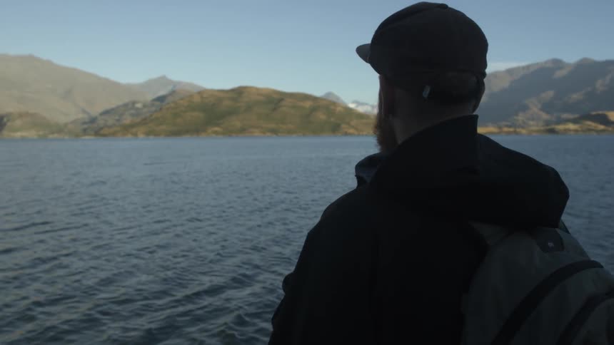 A person wearing a backpack