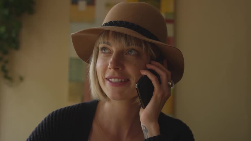 A woman talking on the phone
