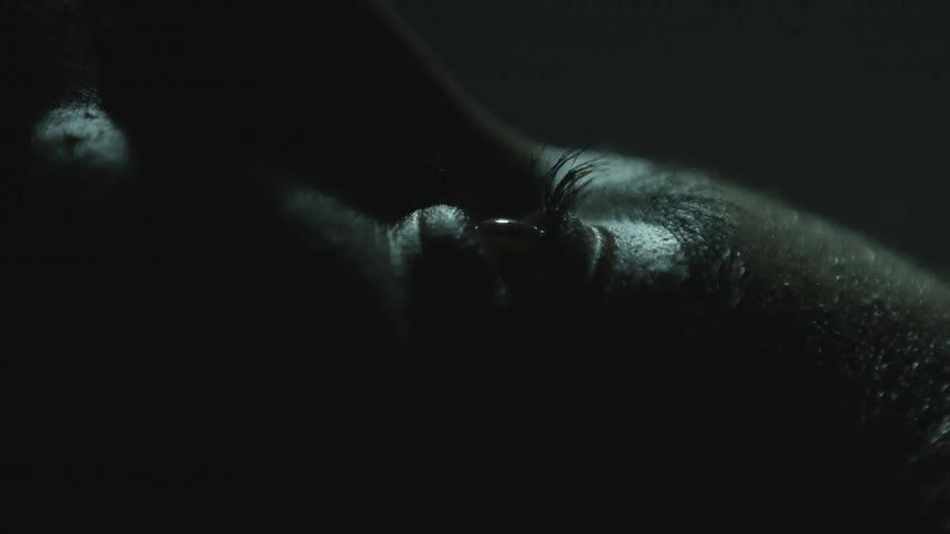 A blinking light on a face