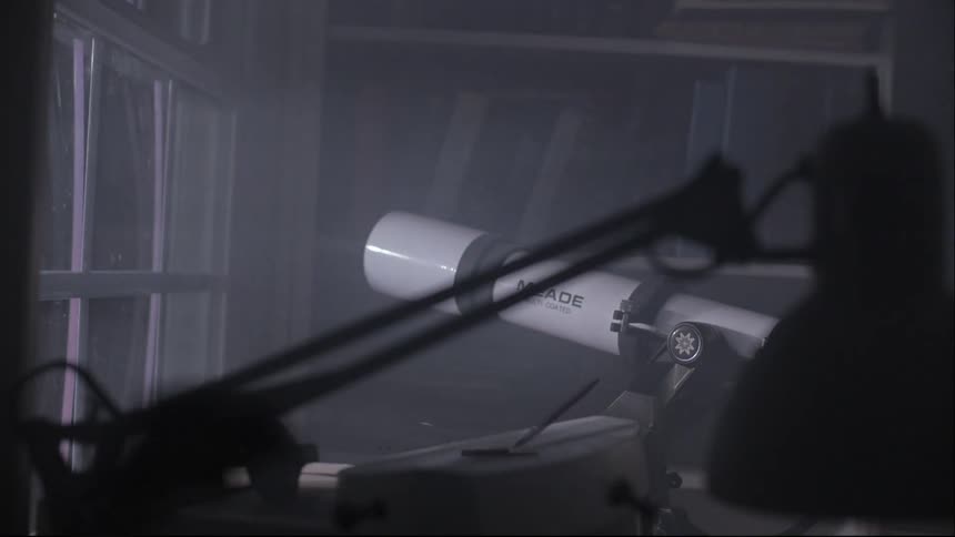 Miscellaneous objects float upwards defying gravity near a telescope