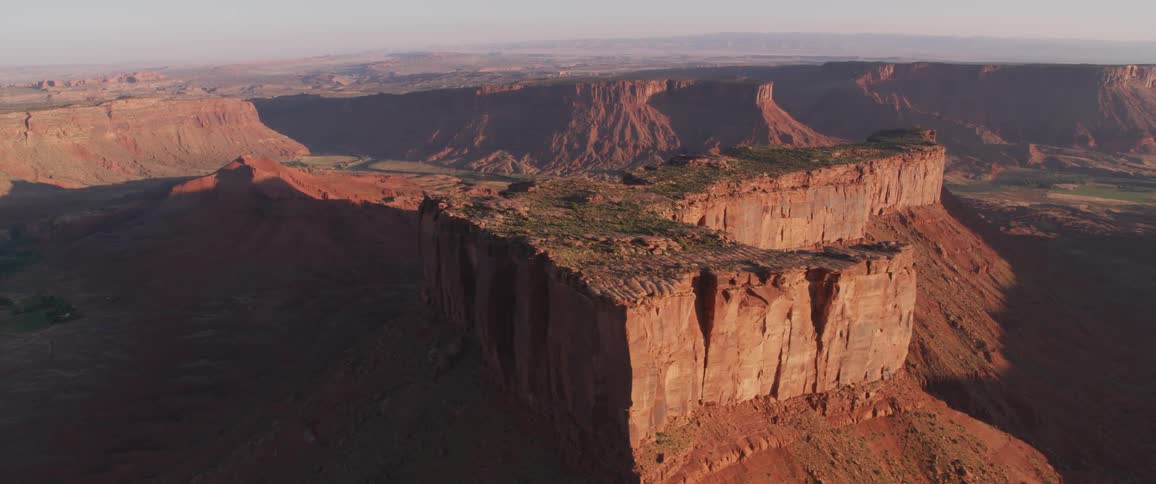 Aerial view of a red rock canyon