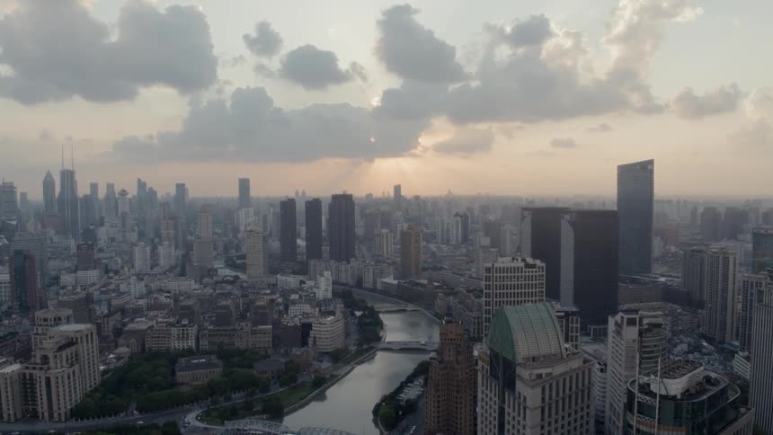 Aerial shot of a city