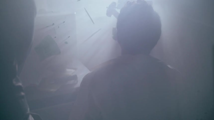 A man is shown under water