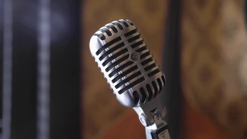 A close up of a microphone