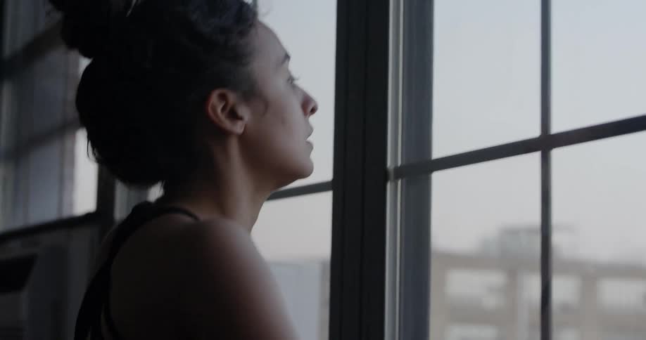 A woman panting at a window