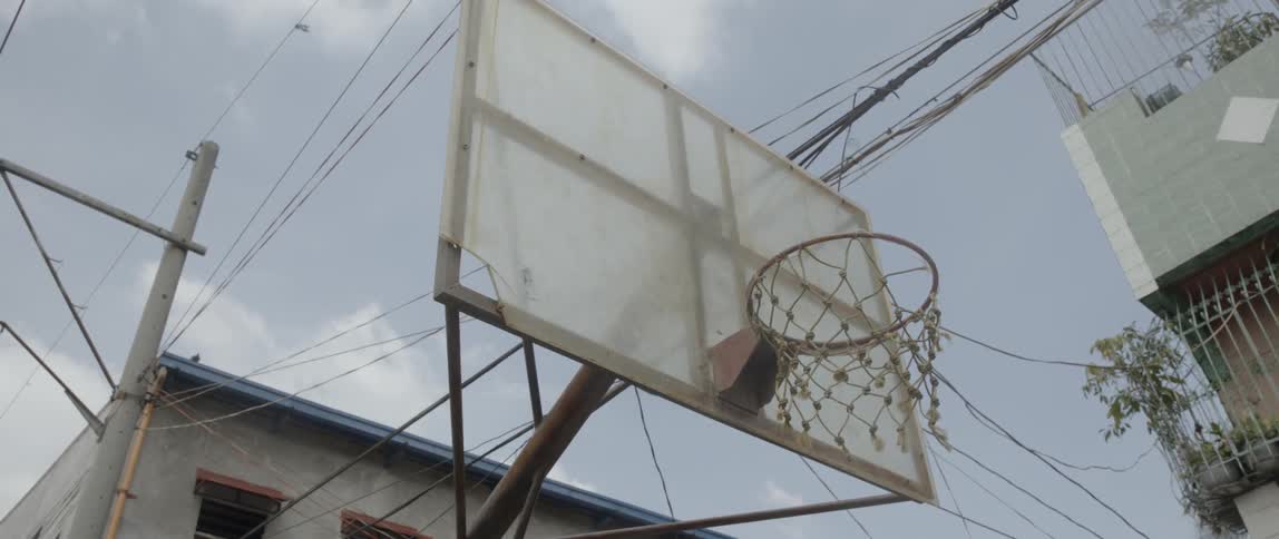 Close up of a basketball hoop