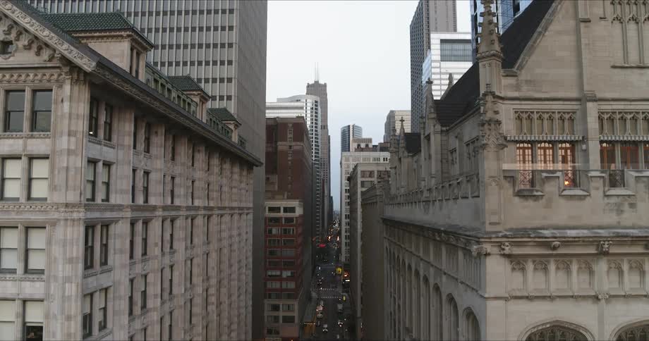 Street view between two buildings