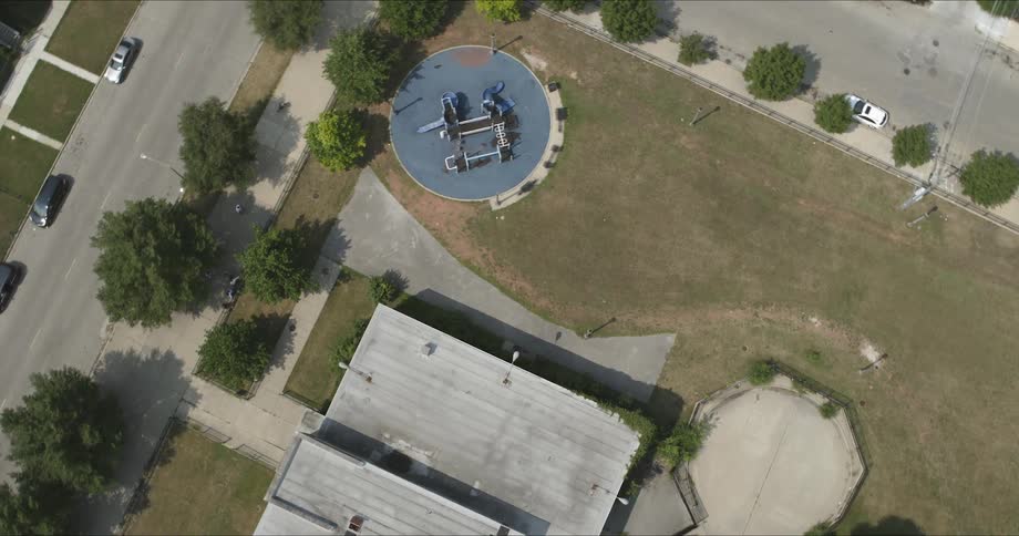 Top down aerial of empty playground