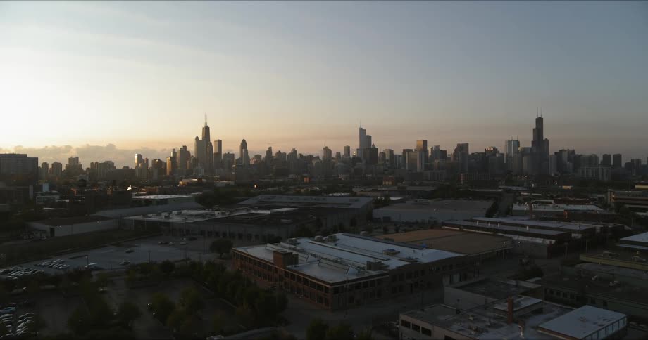 Chicago skyline at sunset