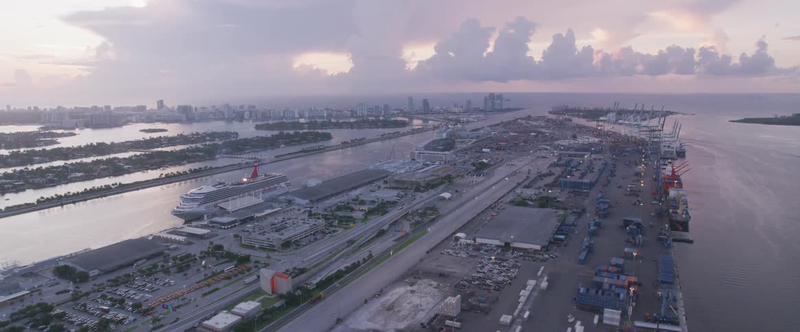 Cruise ship pulled up to docks