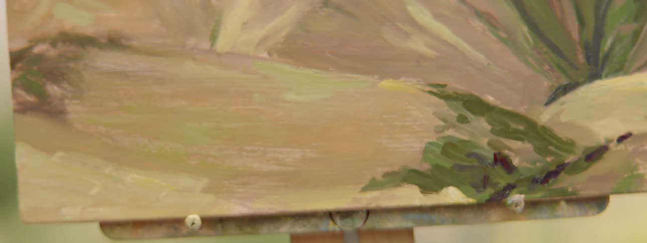 A paintbrush on a canvas
