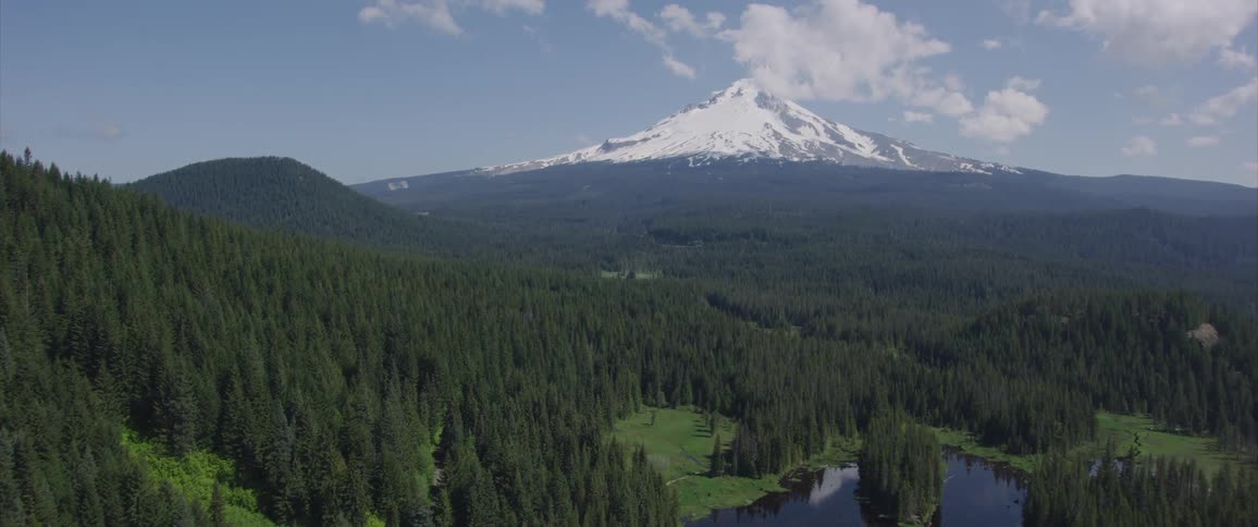 The lake is in the middle of a large forest