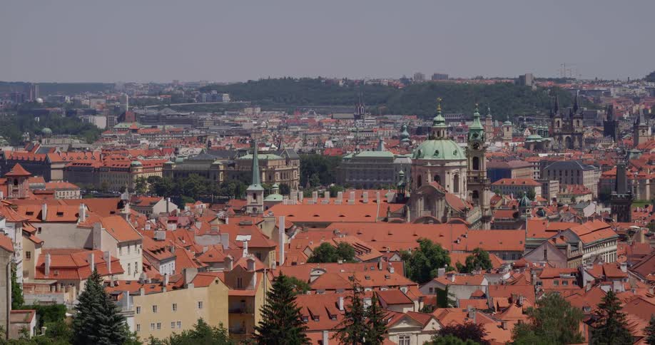 Landscape of city with tile roof houses during daylight