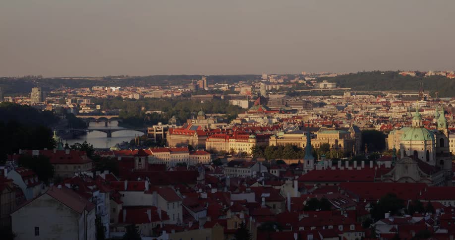 The rooftops and dome of an old european city on the river