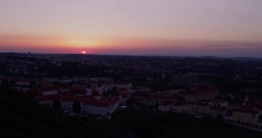 A town at sunset