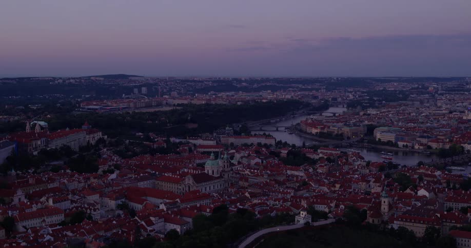 A european city at dusk