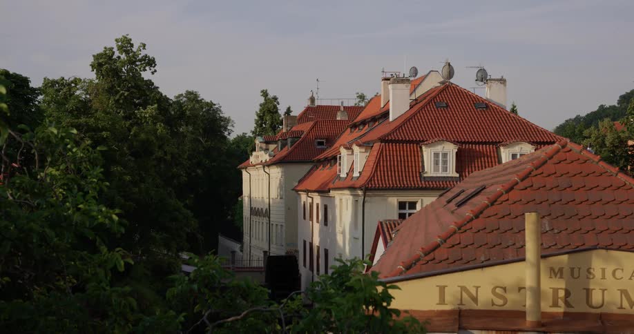 The homes have brown tiles on top