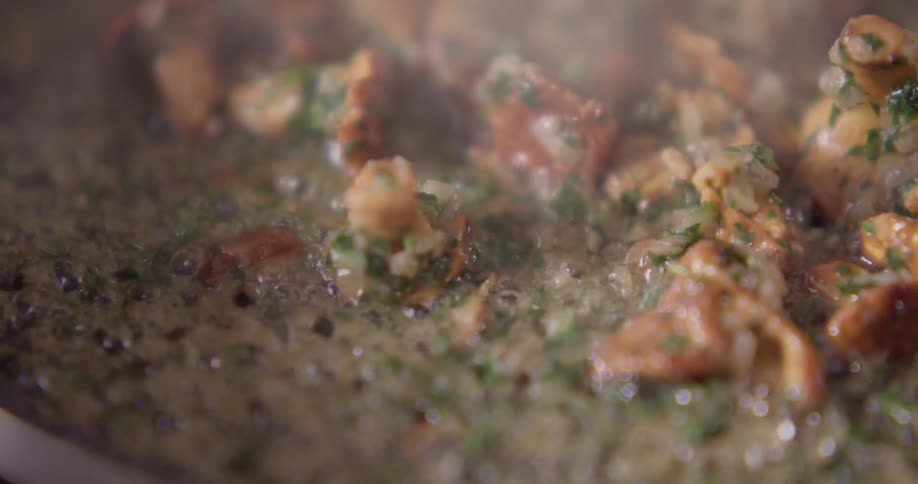 A close up shot of cooking meat