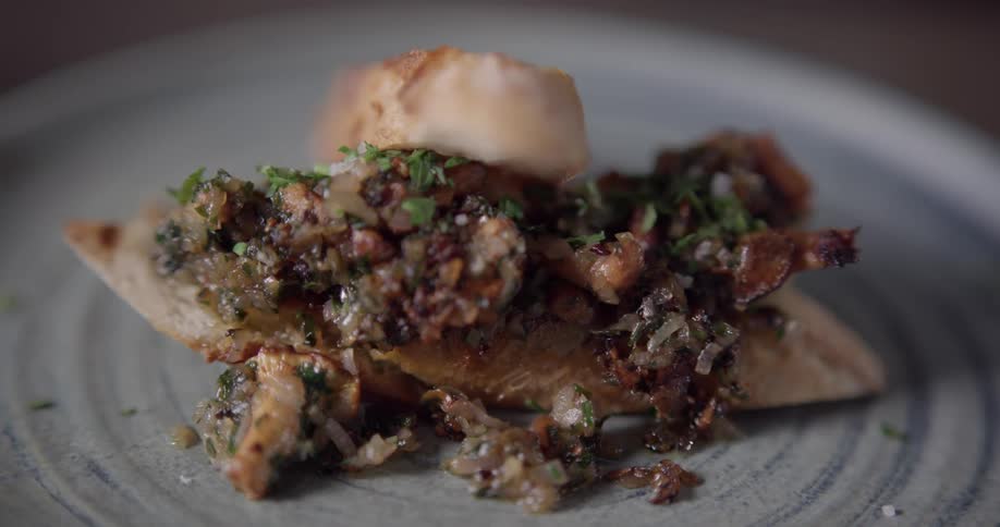 Bruschetta or chutney on sliced bread