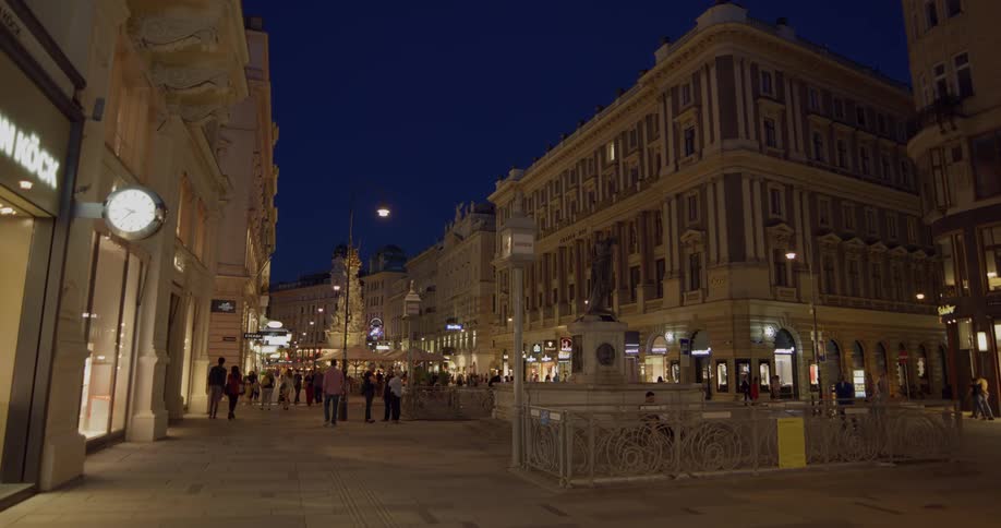 People walk on city sidewalks