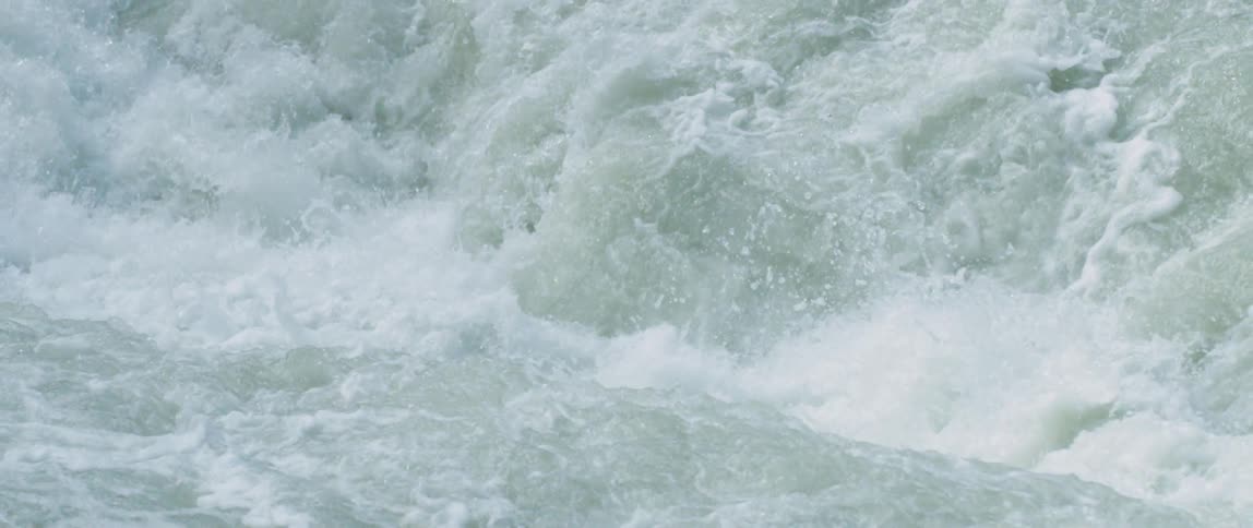 Water from falls crashes