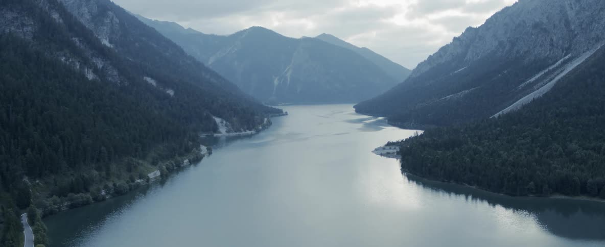 A river flowing between mountains