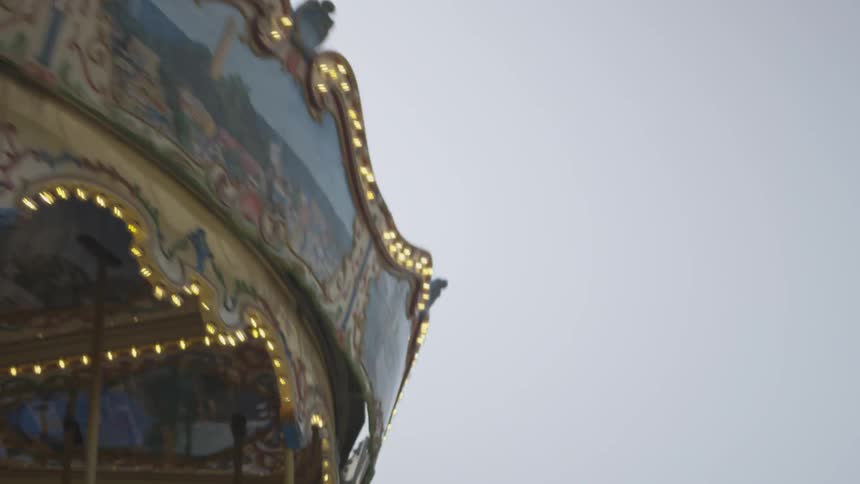 A carousel spinning