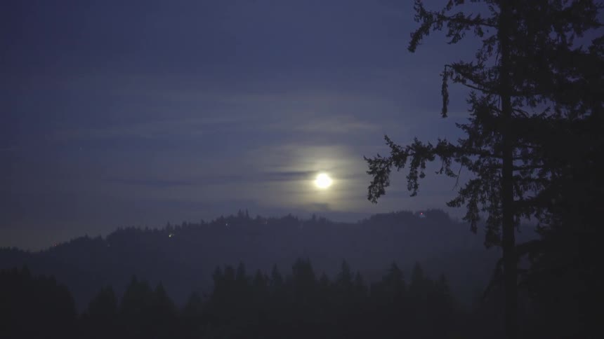 Moon at night under cloudy skies