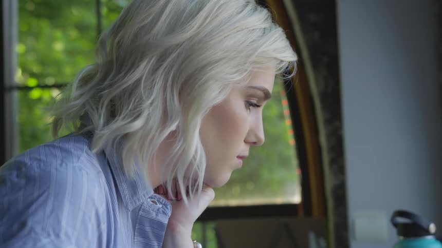 A woman looking forward