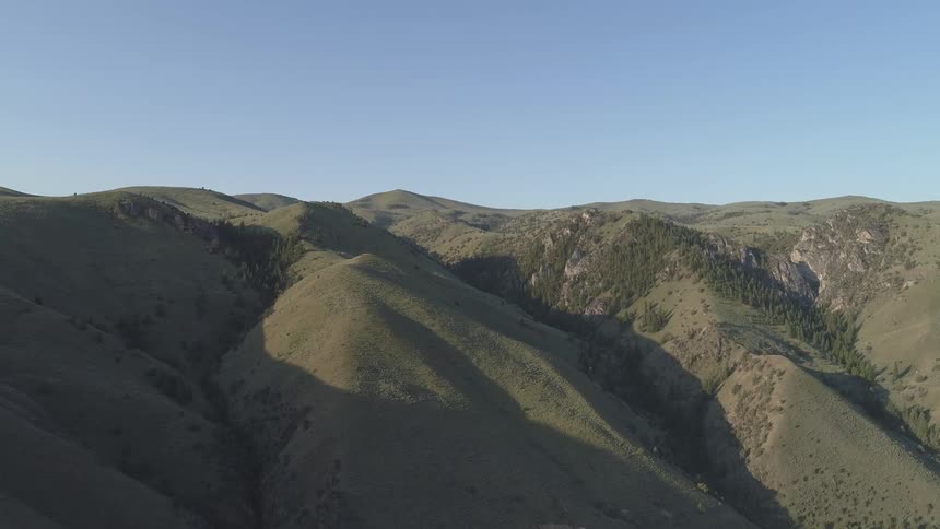 Many hills with dirt and trees