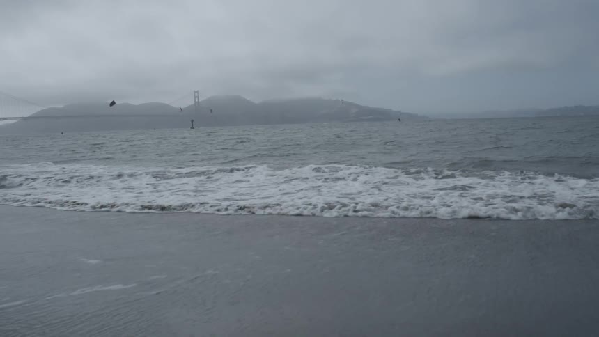 The camera watches waves at the beach