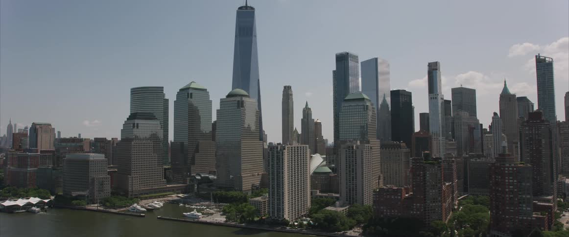 An aerial shot of new york city